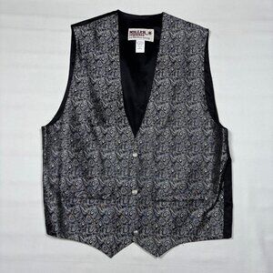 VTG Miller Stockman Gray Paisley Western Waistcoat Vest Made in USA Mens Medium